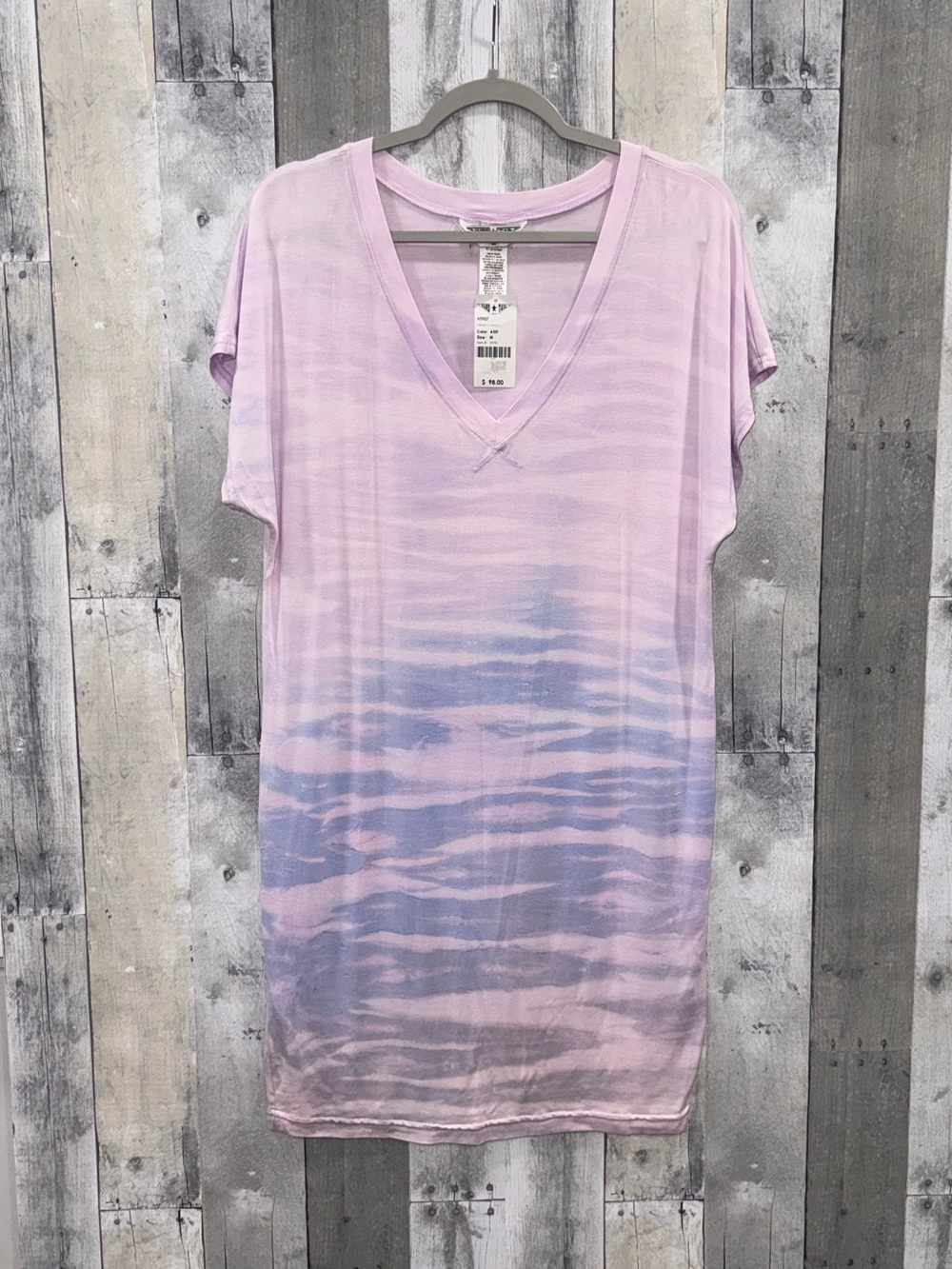 Hard Tail Lavender and Light Blue Tie-Dye V-Neck Shirt Dress Sz. Medium
